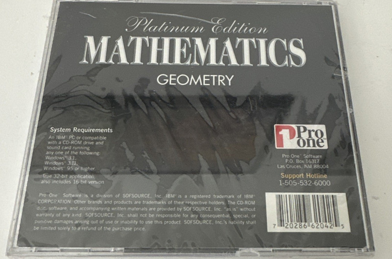 MATHEMATICS GEOMETRY Pro One PLATINUM EDITION CD-ROM SOFTWARE NEW gallery