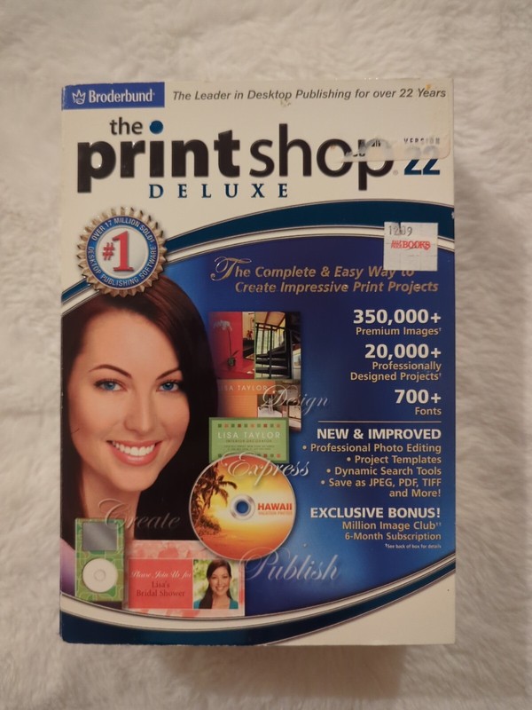 Print Shop Deluxe Version 22 + 348 Page Manual & Box 4 CD Set Win 2000/XP