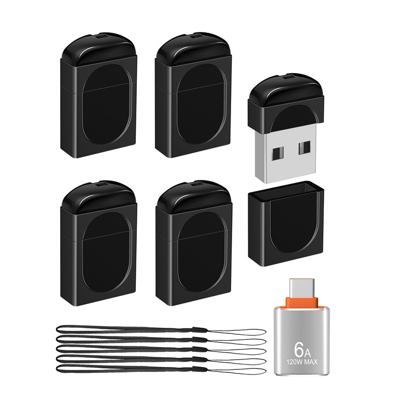 EASTBULL 4GB Small Flash Drives 5 Pack USB2.0 Mini USB Drive with a USB-C Ada…