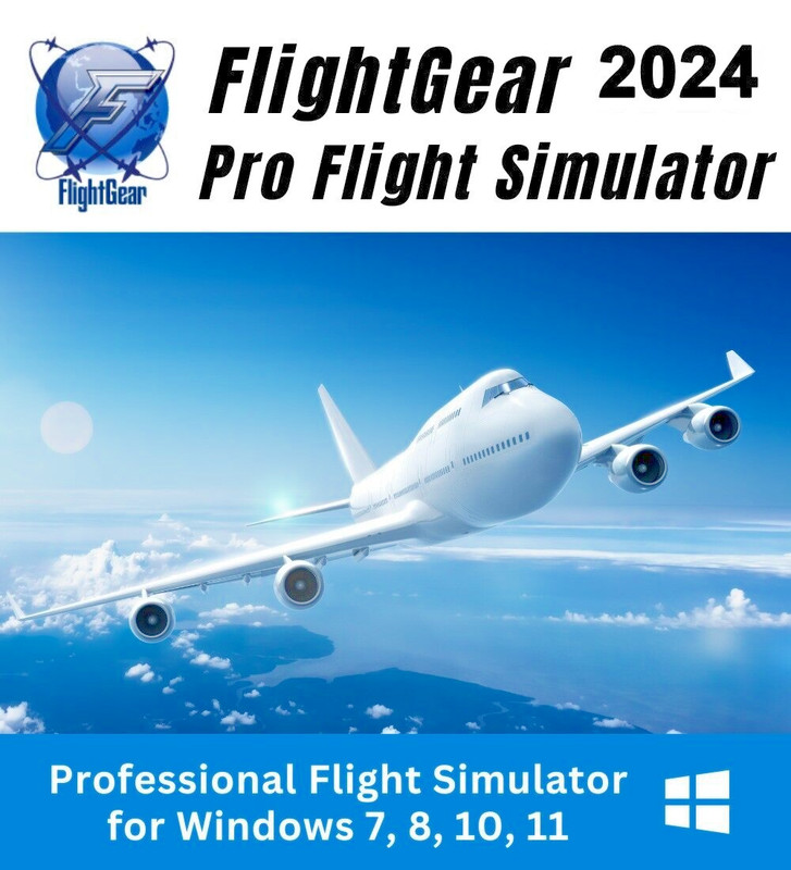 Flight Gear 2024 – Flight Simulator Software Windows on DVD-ROM – FREE SHIPPING