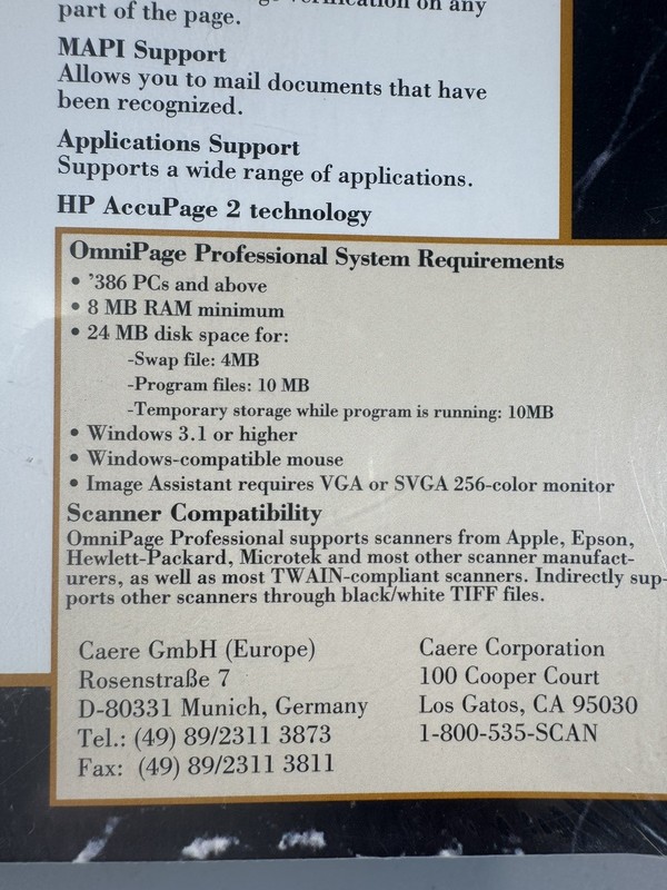 OmniPage Professional 5.0 OCR Software for Windows – New Sealed 1994 Vintage gallery