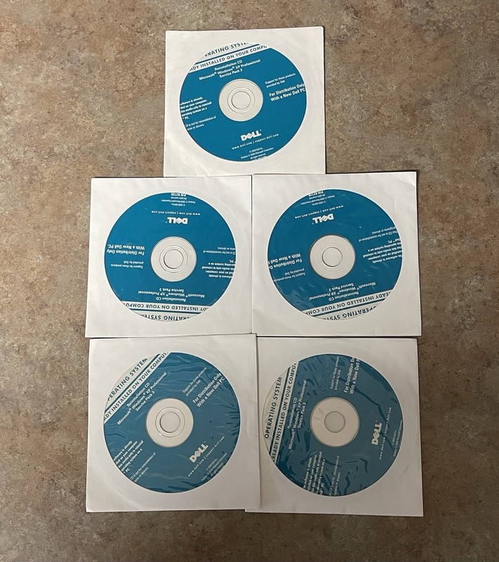 Five(5) DELL 0K160T K160T Windows XP Professional SP3 Reinstallation CD Opened