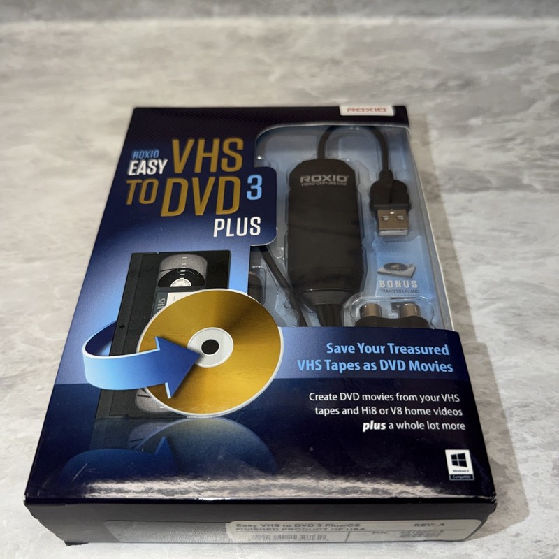 Roxio Easy VHS To DVD 3 Plus Convertor VHS Video Hi8 & Video8 Movies To DVD