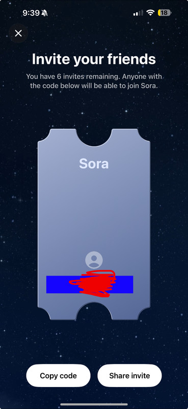 Sora 2 Invite Code over 18 codes left