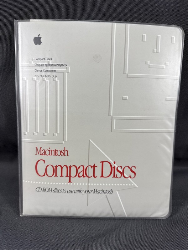 Vintage 1990’s Apple Macintosh Compact Discs Vinyl CD Case, Manuals Stickers Lot gallery