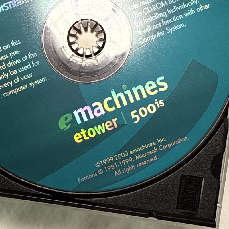 eMACHINES ETOWER 500IS RESTORE CD VER. 3.6 BOOTABLE CD gallery