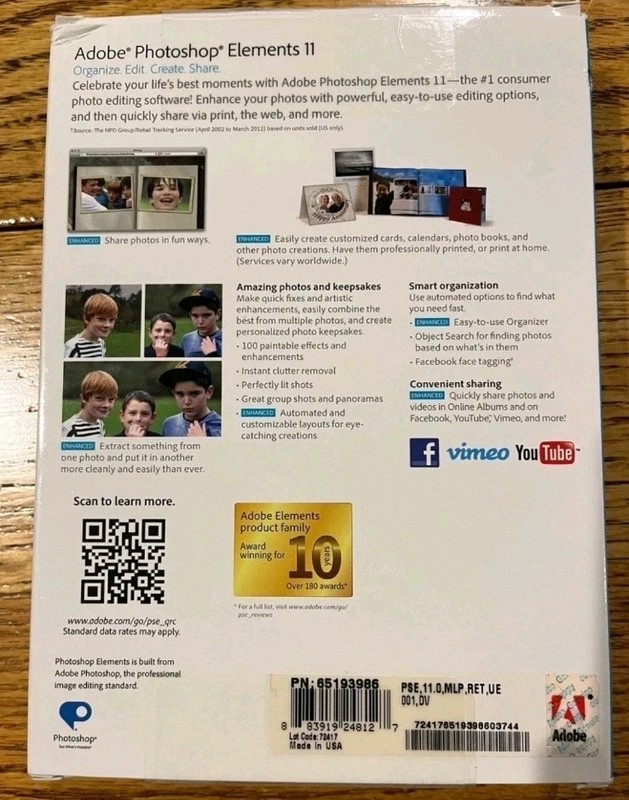 Adobe Photoshop Elements 11 Photo Editing Software DVD Win/Mac New / Open Box gallery