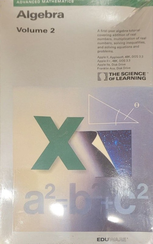 Eduware Algebra Volume 2 APPLE II FLOPPY EDUCATIONAL tuturial math NEW SEALED