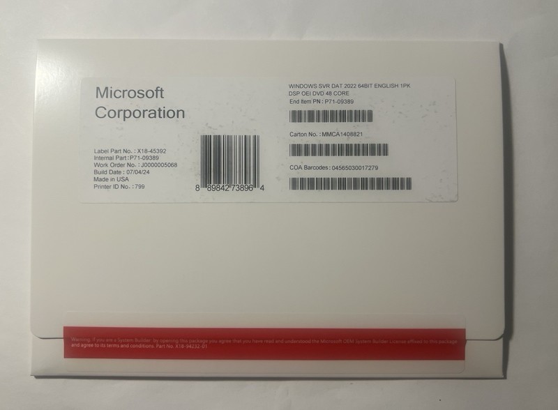 Microsoft Windows Server 2022 Datacenter 48 Core + Key