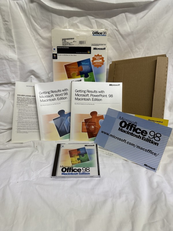 Microsoft Office 98 Macintosh Edition Complete W/Booklets - Untested - Big Box gallery