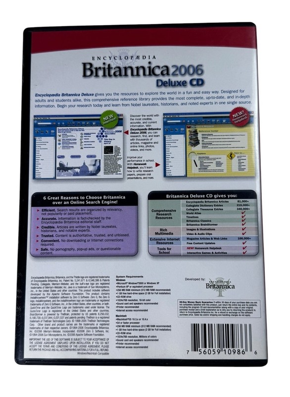 Encyclopedia Britannica 2006 Deluxe 3 CD Rom Set Windows Mac gallery