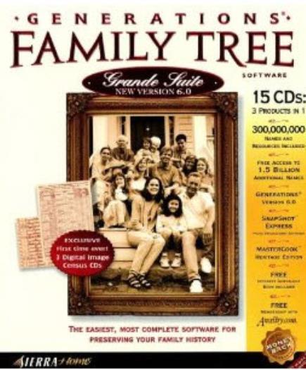 Generations Family Tree 6.0 Grande Suite + Archives Add-on PC CD research 15CDs