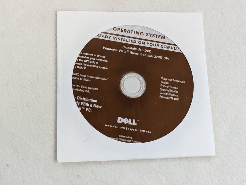 Dell Windows Vista Home Premium SP1 32-Bit Reinstallation DVD Disc ~ SEALED NEW