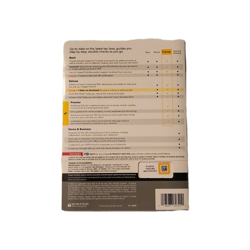 TurboTax Premier CD Tax Preparation Software 2022 Federal + State New gallery
