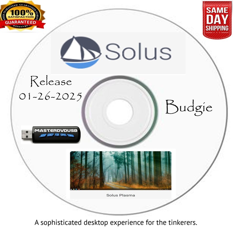 Solus 2025 Budgie Bootable DVD – Live/Installer | Fast Shipping From Cali