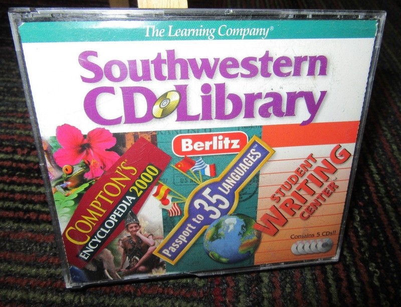 BERLITZ: SOUTHWESTERN CD LIBRARY 5-DISC PC CD-ROM SET, LANGUAGE,ENCYCLOPEDIA +