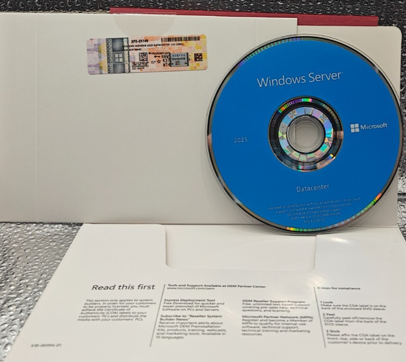 Microsoft Windows Server 2025 Datacenter – 16 Core License (OEM Pack)