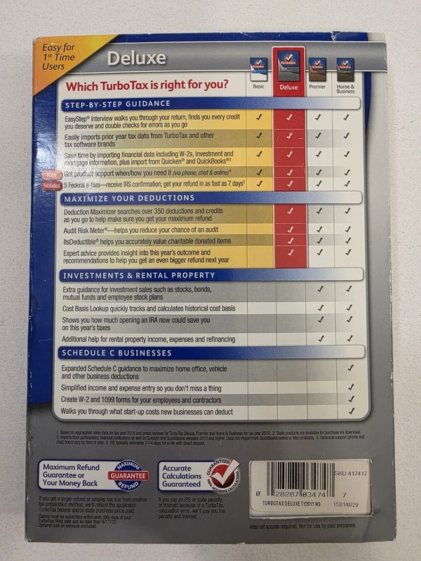 2011 TurboTax Deluxe Federal + Efile-Used gallery