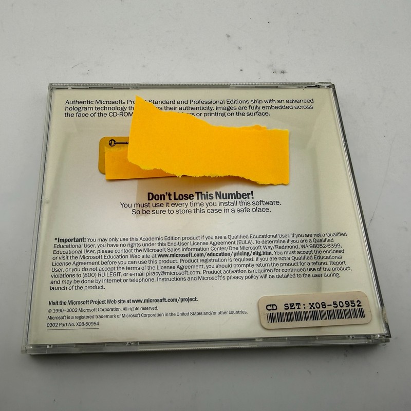 Vintage Microsoft Project 2002 Academic With Product CD Key gallery