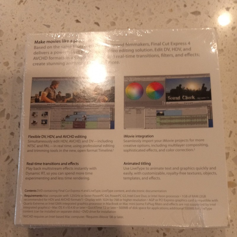 Apple Software Final Cut Express 4 Version MB278Z/A (New in Orig Sealed Box) gallery