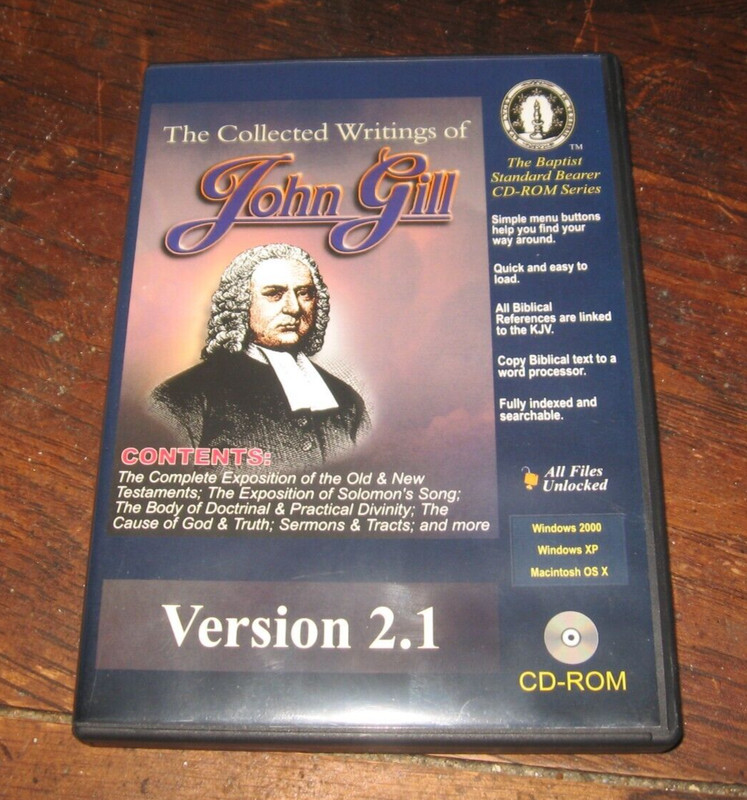 Rare 2006 Cd-Rom Series THE COLLECTED WRITINGS OF JOHN GILL Version 2.1 Baptist