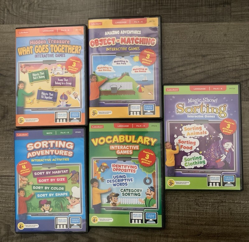 Lot of 5 Lakeshore Educational Interactive Learning Games PreK-K Math & Language