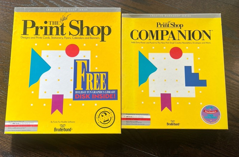 The Print Shop & Companion Software For IBM Tandy Dual Pack 3.5” 5.25” Disks