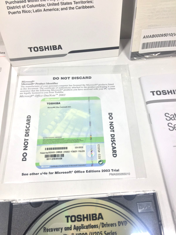 Toshiba Manuals & Recovery KIT Applications/Drivers DVD Satellite U200/U205 CD gallery