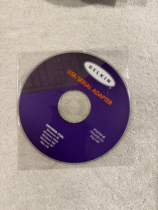 Belkin USB/Serial Adapter Driver CD – CD ONLY W/NO SERIAL #!!!!