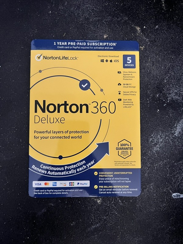 NORTON 360 DELUXE 2023 ANTIVIRUS INTERNET SECURITY 5 DEVICES 1 YEAR PREPAID VPN