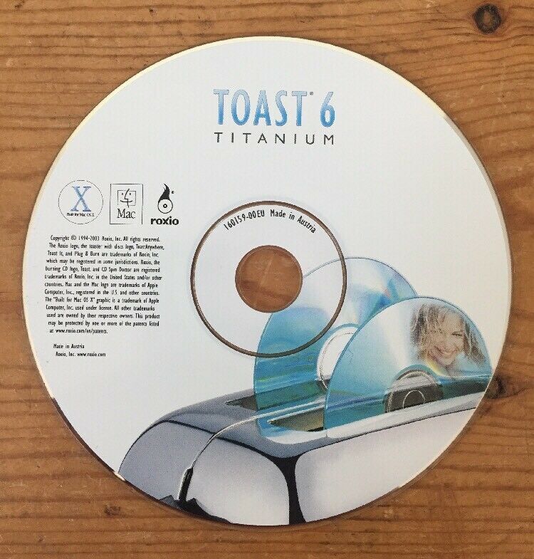 2003 Toast 6 Titanium CD DVD Burning Software Macintosh Mac OS X Installation CD
