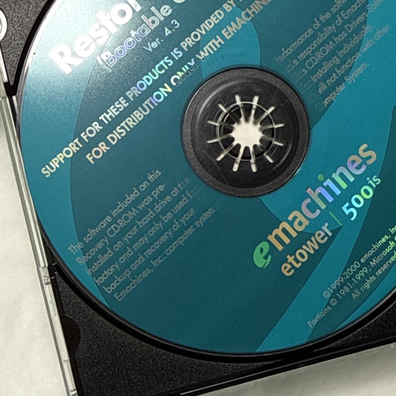 eMACHINES ETOWER 500IS RESTORE CD VER. 3.6 BOOTABLE CD gallery