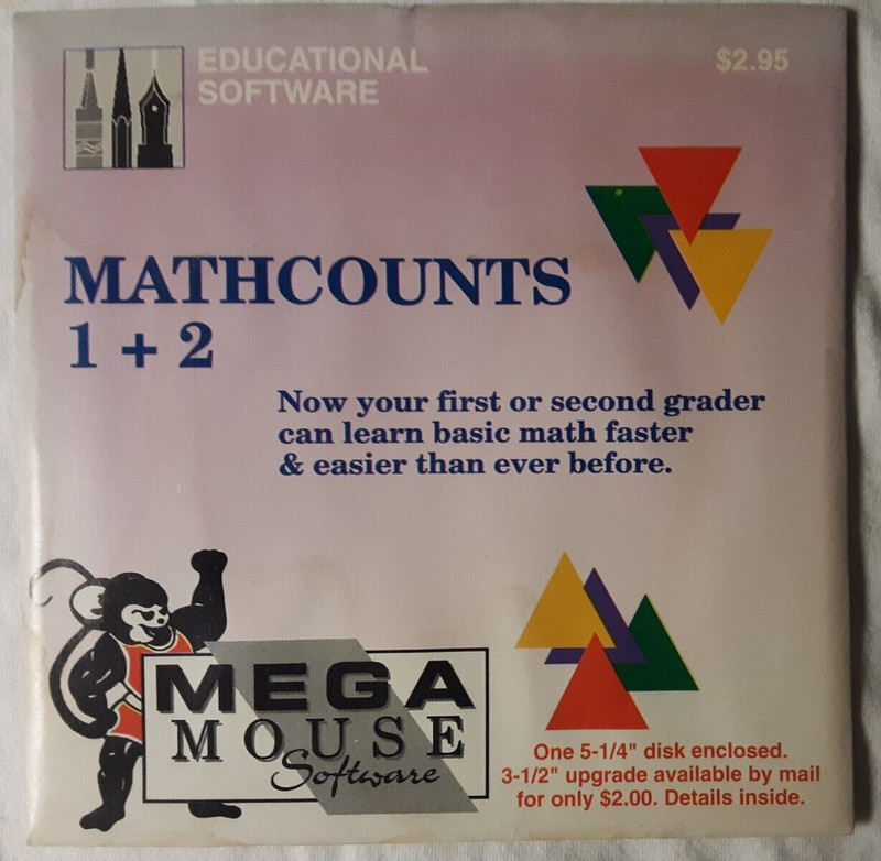 Math Counts 1+2 retro 5.25″ floppy disk FREE SHIPPING elementary 1994 SEE NOTE
