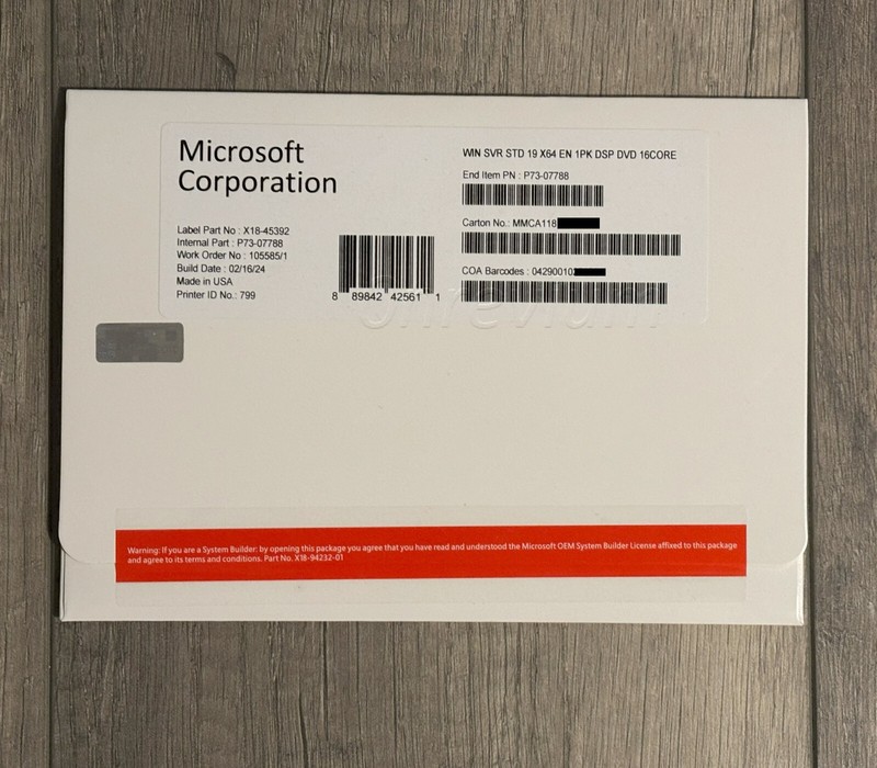 ~Win Server 2019 Standard x64 bit- 16 Cores | Full License [Brand New] & HHD