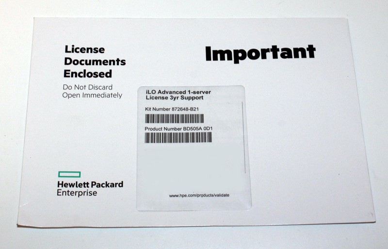 SEALED HPE BD505A 0D1 / 872648-B21 iLO Advanced Server License 3 Years Support gallery