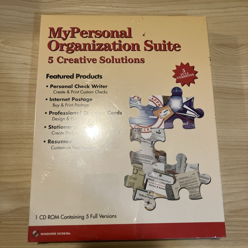 My Personal Organization Suite CD ROM Window 95/98/Me