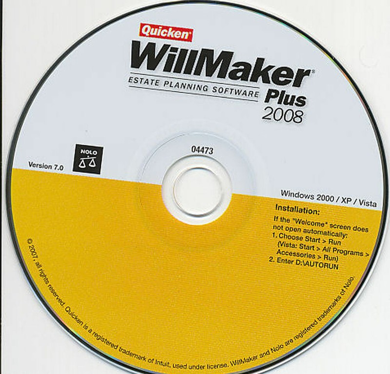 Quicken WILLMAKER PLUS 2008 Edition – Estate Planning Nolo Will Maker CDRom NEW