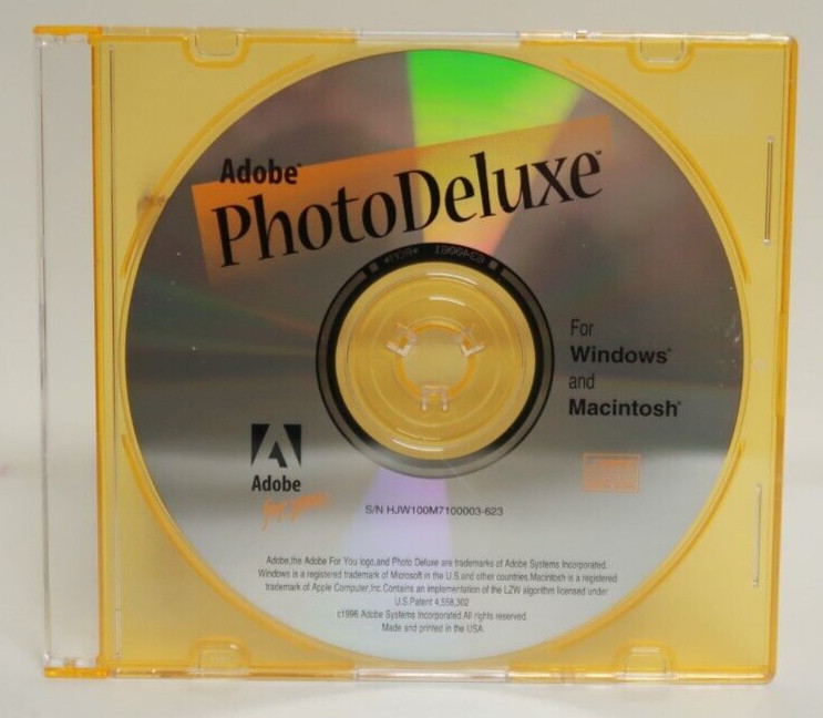 Adobe PhotoDeluxe Disc PC Computer Program Software Windows/Macintosh 1996