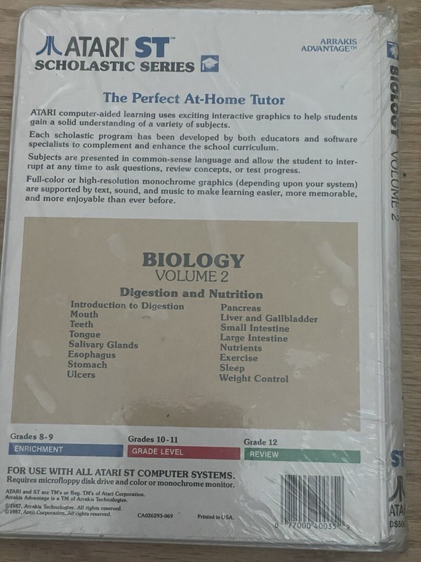 Biology Volume 2 for Atari Scholastic Series ST ARRAKIS ADVANTAGE gallery
