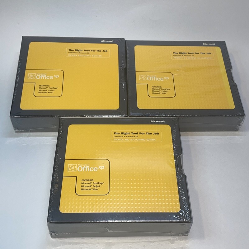 Microsoft Office XP Evaluation & Resource Kit FrontPage Project Visio 2003 3 Lot