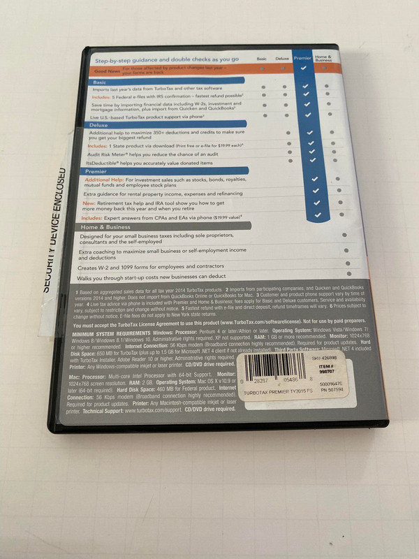 TurboTax Premier 2015 Investments & Rental Property Tax Preparation USED Disc gallery