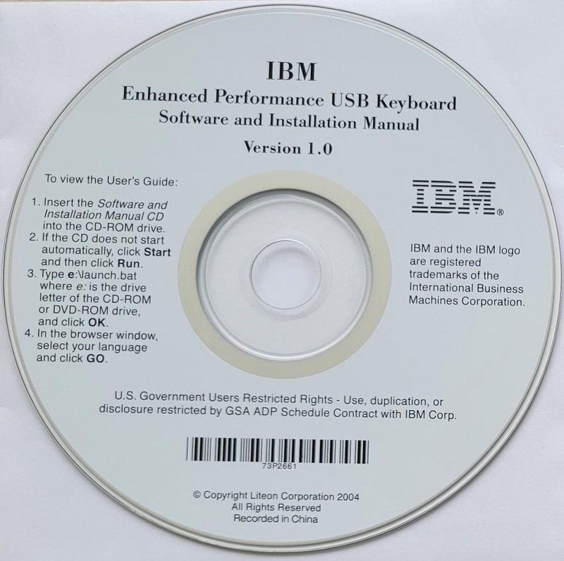 Vintage – IBM Enhanced Performance USB Keyboard Software & Manual, 2004
