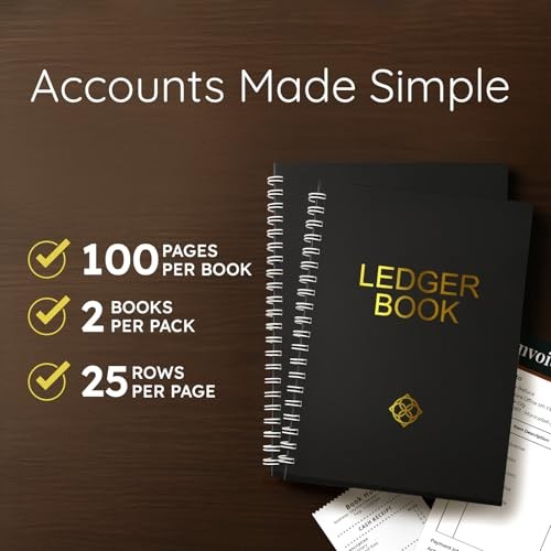 Ledger Book – 2 Pack Accounting Ledger Books for Small (2 Pack) - Black gallery