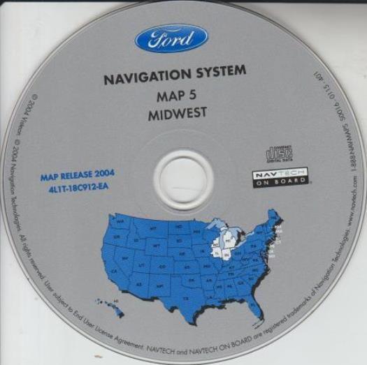 Ford Navigation System Map 5: Midwest 4L1T-18C912-EA Map Release 2004 CD Navtech