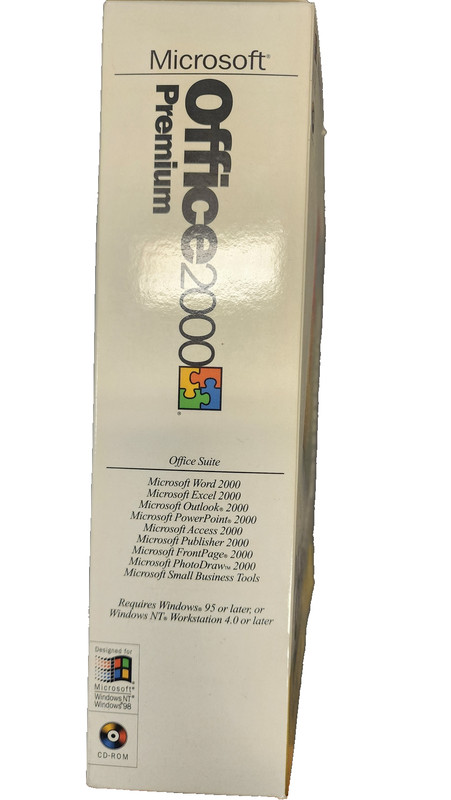 Vintage Microsoft Office 2000 Premium New Sealed Box USA CD-ROM Windows 95 98 NT gallery