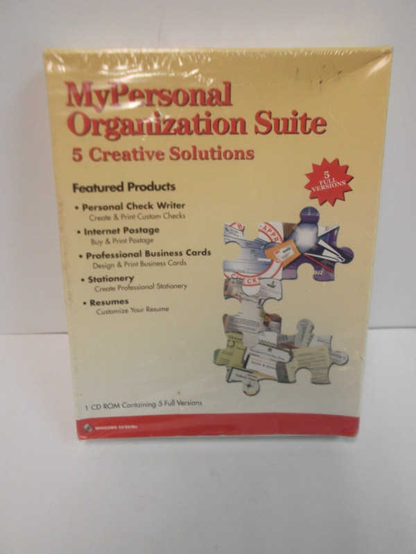 2000 MyPersonal Organization Suite 5 Creative Solutions PC CD-ROM Windows 95 New