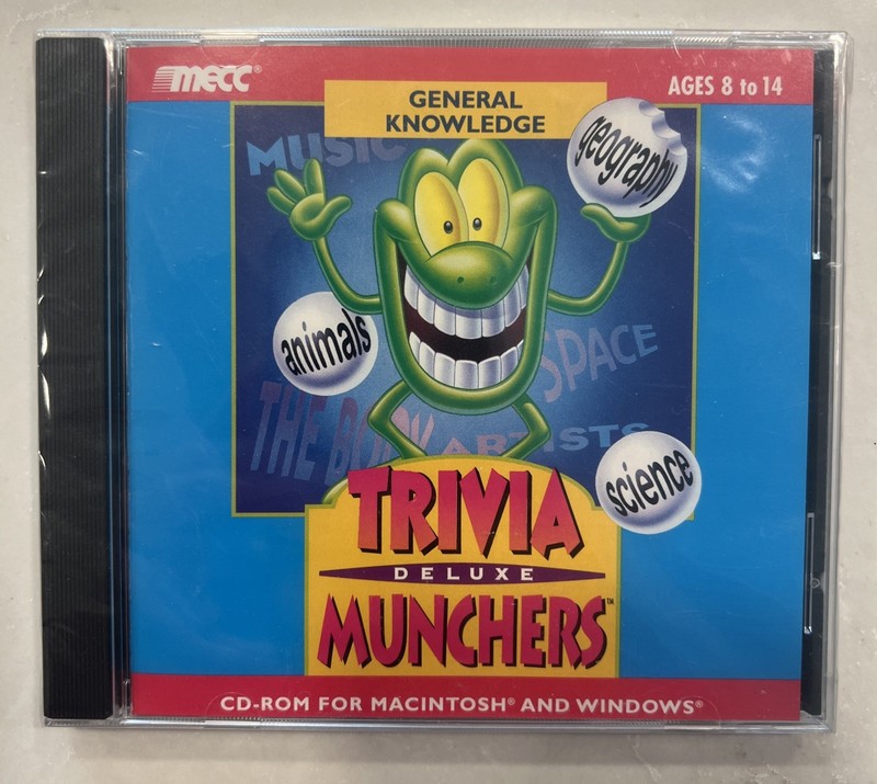 VTG mecc TRIVIA MUNCHERS DELUXE General Knowledge CD-ROM Mac Windows 8-14 New