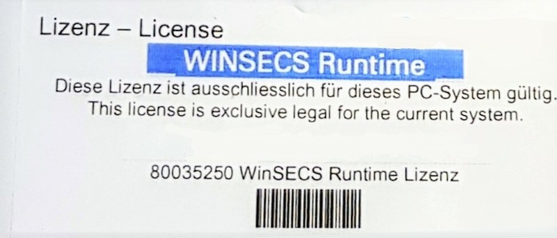 WINSECS Runtime Security for Industrierechner 80035250 License Sticker