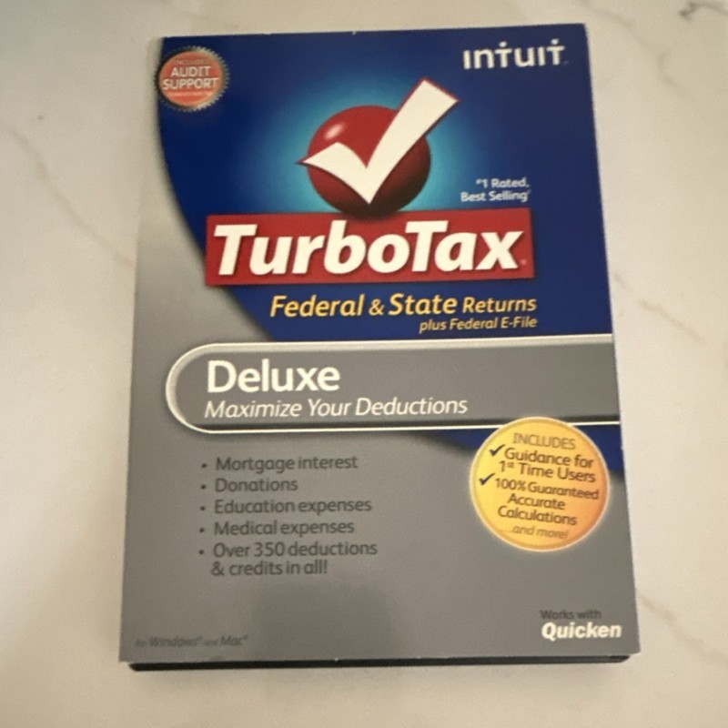Intuit TurboTax Deluxe Tax Preparation Federal & State CD Windows & Mac 2012