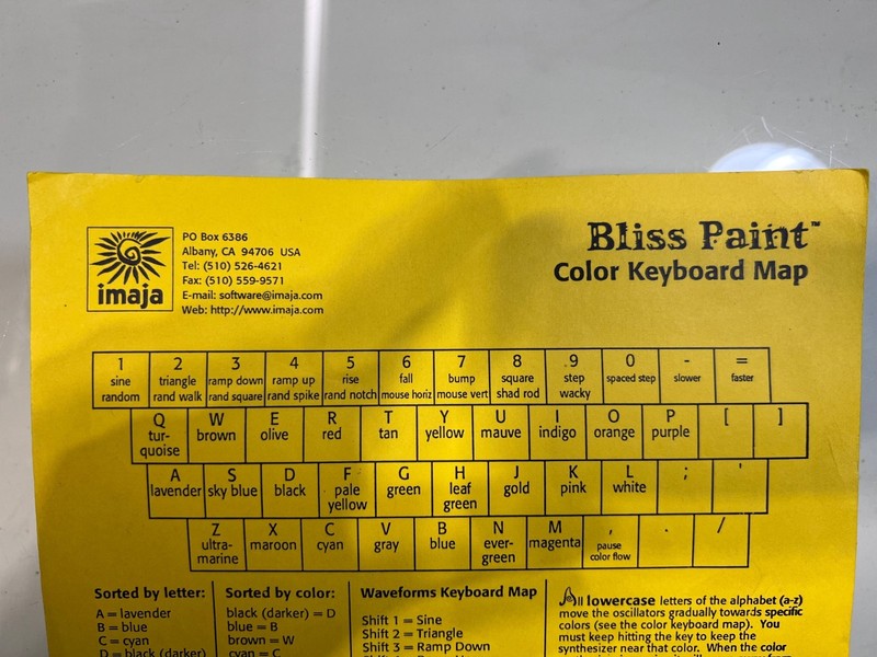Imaja Bliss Paint Color Keyboard Map